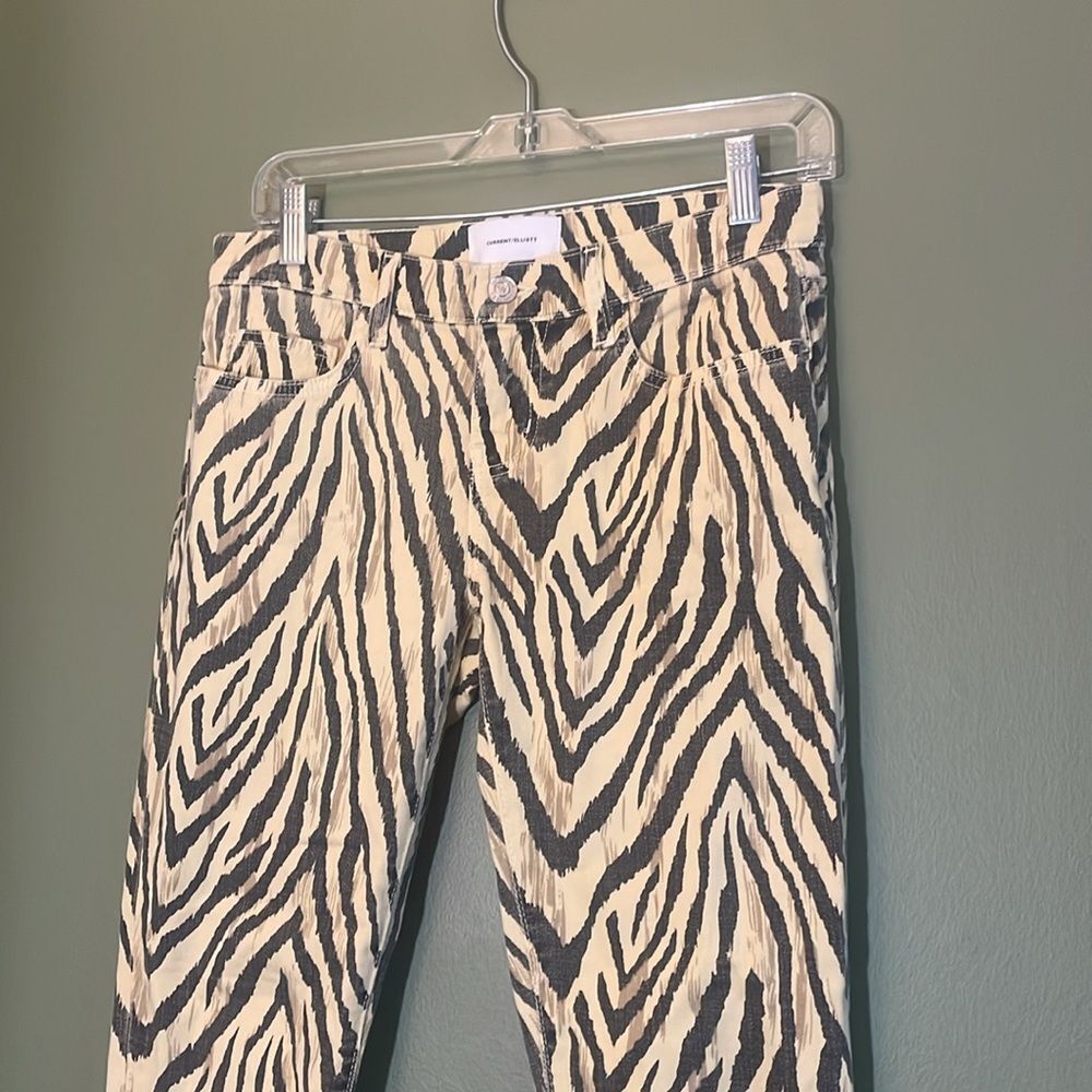 Current Elliott The Ruby Crop Jeans Natural Zebra Cropped Flare Jeans Sz 26 - Picture 6 of 9